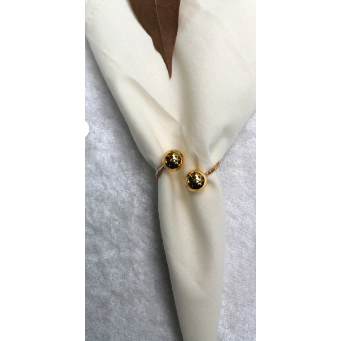 Emtory Home 12 Adet Gold Bead Metal Halkalı Peçete Yüzüğü - Napkin Ring