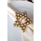 Emtory Home 6 Adet Gold Metal Halkalı Parlak Ahşap Boncuklu Peçete Yüzüğü