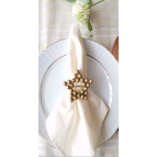 Emtory Home 6 Adet Gold Metal Halkalı Parlak Ahşap Boncuklu Peçete Yüzüğü