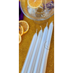 SANAT SEPET İŞLERİ Premium Seri Kokulu Beyaz Rengi Sedefli Konik Şamdan Mum - 4'lü Set