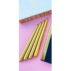 SANAT SEPET İŞLERİ Premium Seri Kokulu Gold Rengi Sedefli Konik Şamdan Mum - 4'lü Set