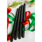 SANAT SEPET İŞLERİ Premium Yılbaşı Özel Siyah Renk Kokulu Konik Şamdan Mum - 4'lü Set