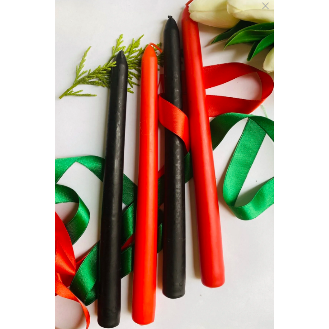 SANAT SEPET İŞLERİ Premium Yılbaşı Özel Siyah + Kırmızı Renk Kokulu Konik Şamdan Mum - 4'lü Set