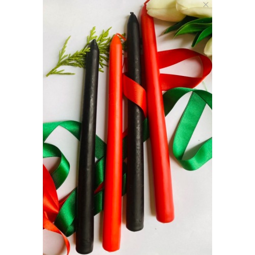 SANAT SEPET İŞLERİ Premium Yılbaşı Özel Siyah + Kırmızı Renk Kokulu Konik Şamdan Mum - 4'lü Set