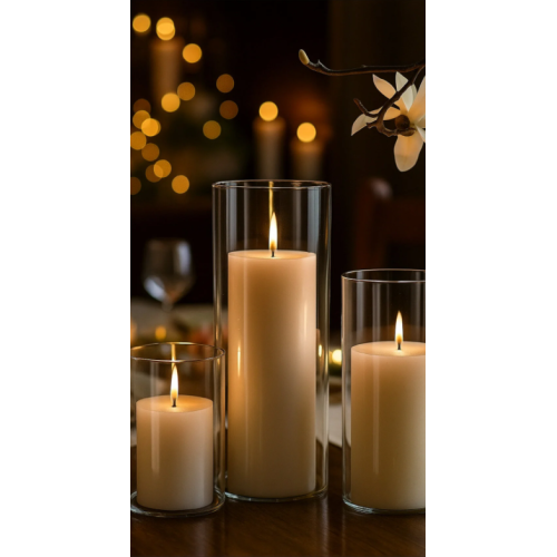 Paşabahçe 3 Lü Cam Vazo Silindir Mumluk Seti