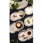 Silen Kahve Sunum Tepsisi Gümüş - Paslanmaz Bulut Model 6 Lı Set