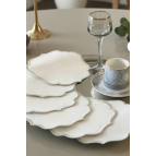 Simli 6 Adet Keten Kumaş Üzeri Nakışlı Kahve Yanı Sunumluk Kokteyl Peçetesi & Bardak Altlığı Gümüş