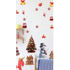 Aysprint Yılbaşı Çiçek ve Yıldız Yaprak Sulu Boya Tarzı Cam Duvar Yılbaşı Sticker - Etiket Süsü Hediyesi