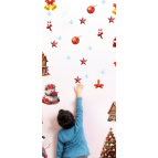 Aysprint Yılbaşı Çiçek ve Yıldız Yaprak Sulu Boya Tarzı Cam Duvar Yılbaşı Sticker - Etiket Süsü Hediyesi