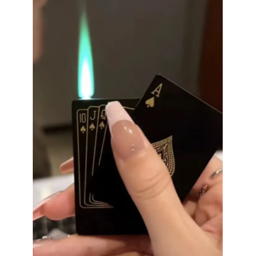 Poker Tasarim Jet Alev Oyun Karti Rüzgar Geçirmez Çakmak Siyah As