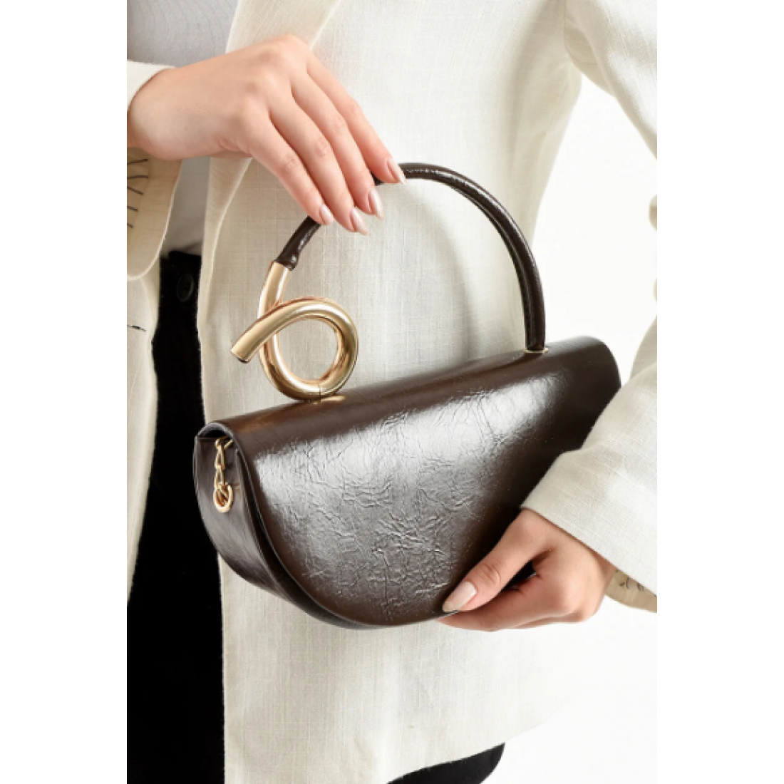 Night Merry Model Acı Kahve Kadın El Ve Omuz Çantası