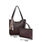 fular & bags Kadın İkili Takım Fularlı Fermuarlı Ve Çıtçıt Kapamalı Kahverengi Shopper El Ve Omuz Çantası