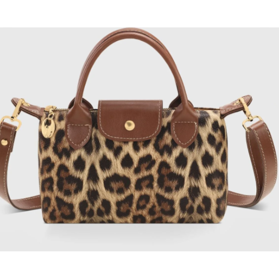 Housebags Leopar Desenli PU Deri Kadın Çapraz Askılı Çanta