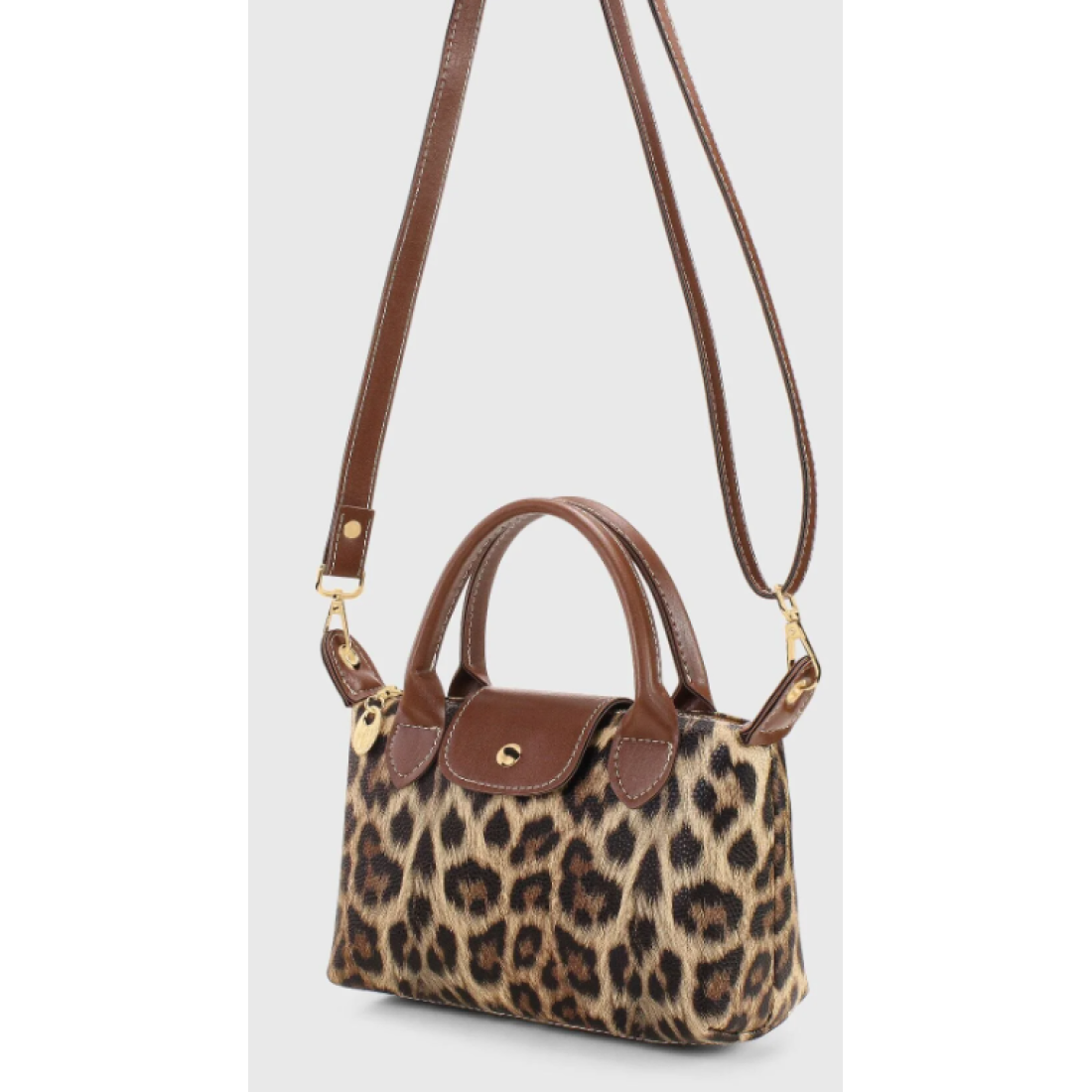 Housebags Leopar Desenli PU Deri Kadın Çapraz Askılı Çanta
