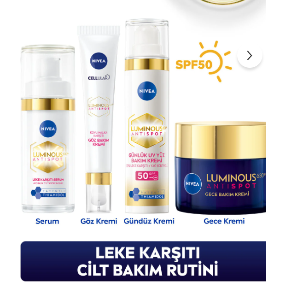 NIVEA Luminous630 Leke Karşıtı Cilt Bakım Seti, Cilt Serumu, Göz, Gündüz ve Gece Kremi, Nemlendirici
