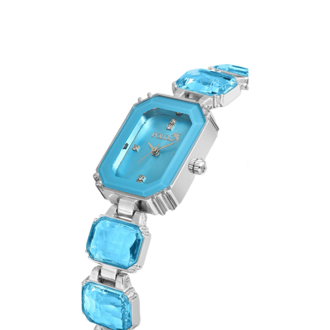 polo air Lüx Taşlı Kadın Kol Saati Gümüş Mavi Renk PL-1512B5x