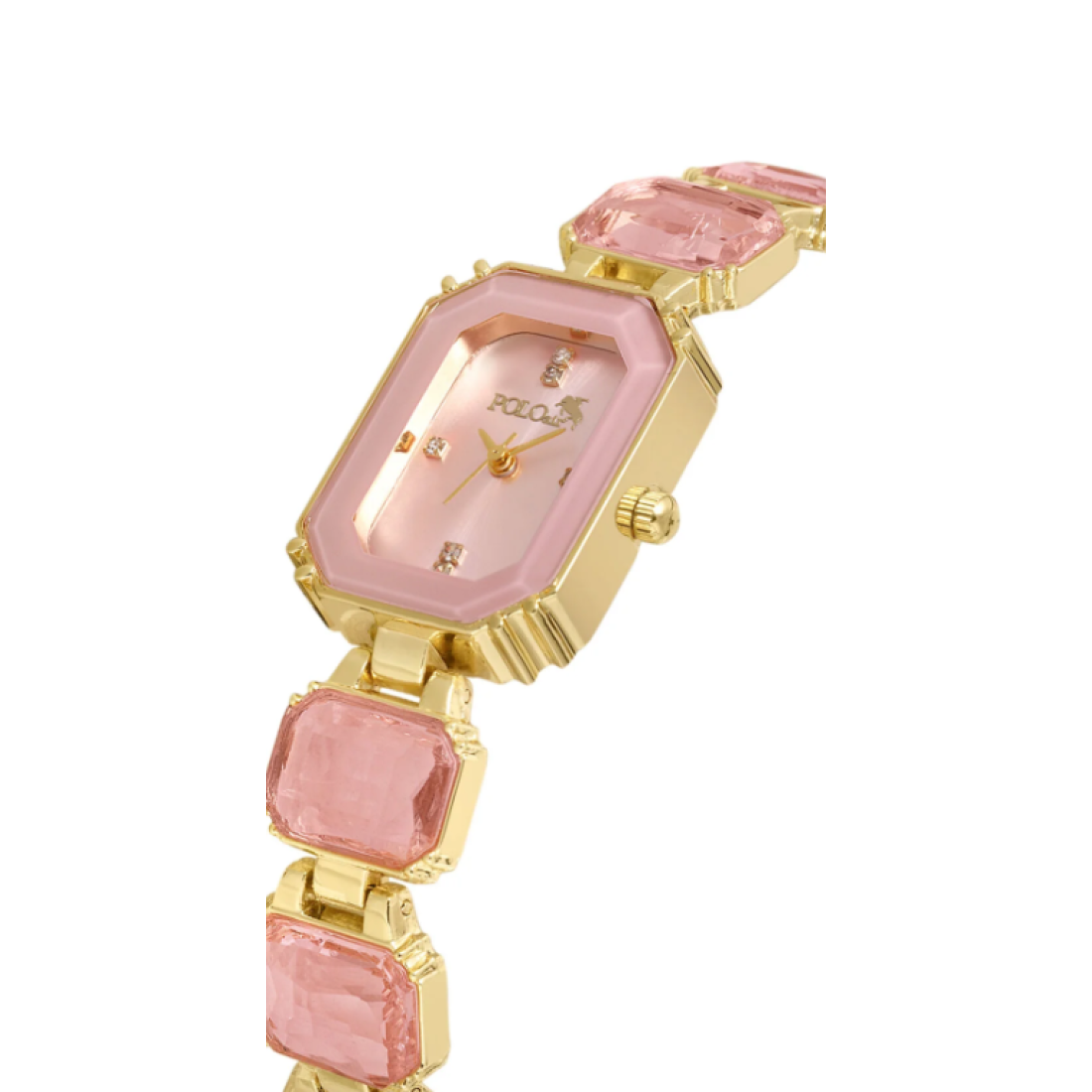 polo air Lüx Taşlı Kadın Kol Saati Gold Pembe Renk PL-1512B4x