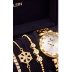 Daniel Klein Kadın Saat – Orijinal – Altın Renk – Kristal Cam – Garantili – Hediye Bilekli