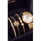Daniel Klein Kadın Saat – Orijinal – Altın Renk – Kristal Cam – Garantili – Hediye Bilekli