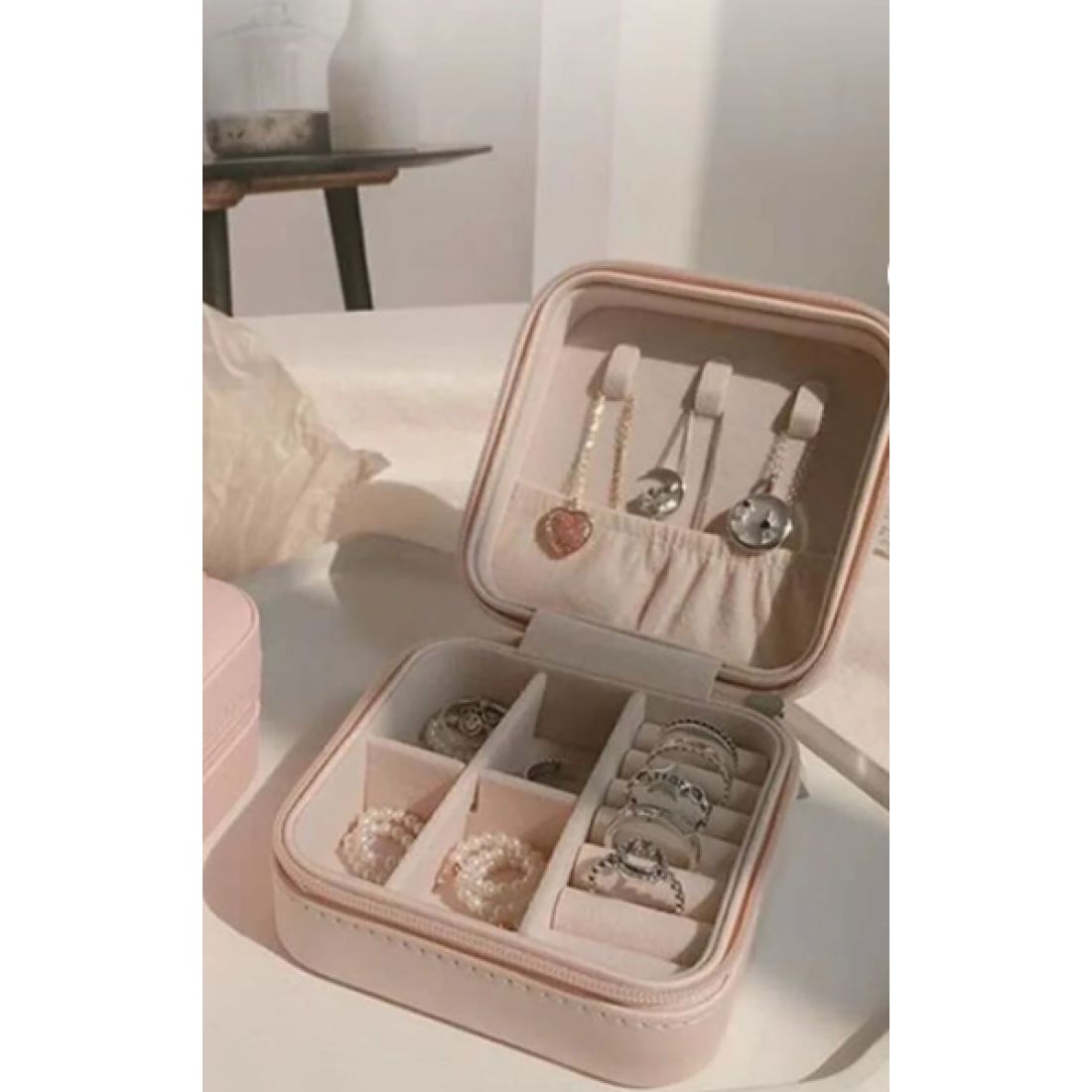 TAVGA Mini Mücevher Takı Kutusu Kolye Yüzük Küpe Düzenleyici Takı Çantası