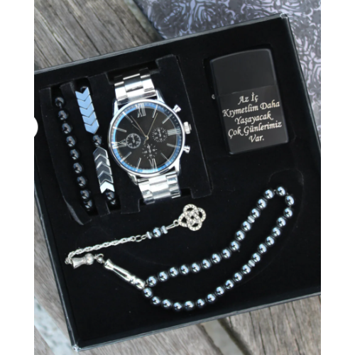 saat&istasyonu Çelik Kordon Erkek Kol Saat Seti Saat Tesbih Bileklik Seti Spor Erkek Saat