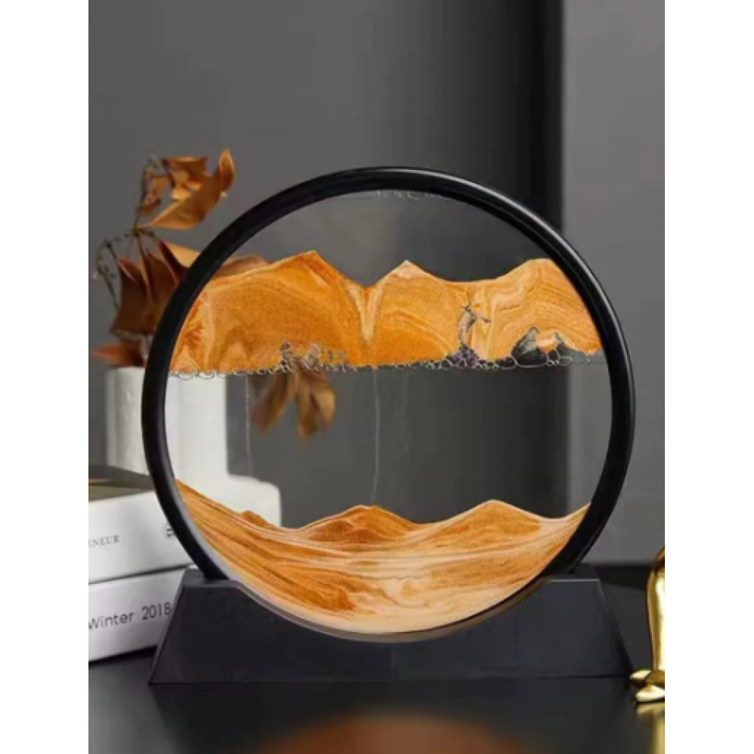 Turuncu Yuvarlak Kum Saati 7 Inç Kum Sanatı Hediyelik Sevgiliye Özel Gün Hediye