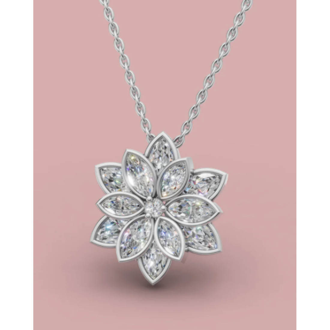 Lucente Jewellery Işıklı Hediye Kutulu Beyaz Lotus Çiçeği 925 Ayar Gümüş Kaplama Sevgililer Günü Şık Kadın Kolye