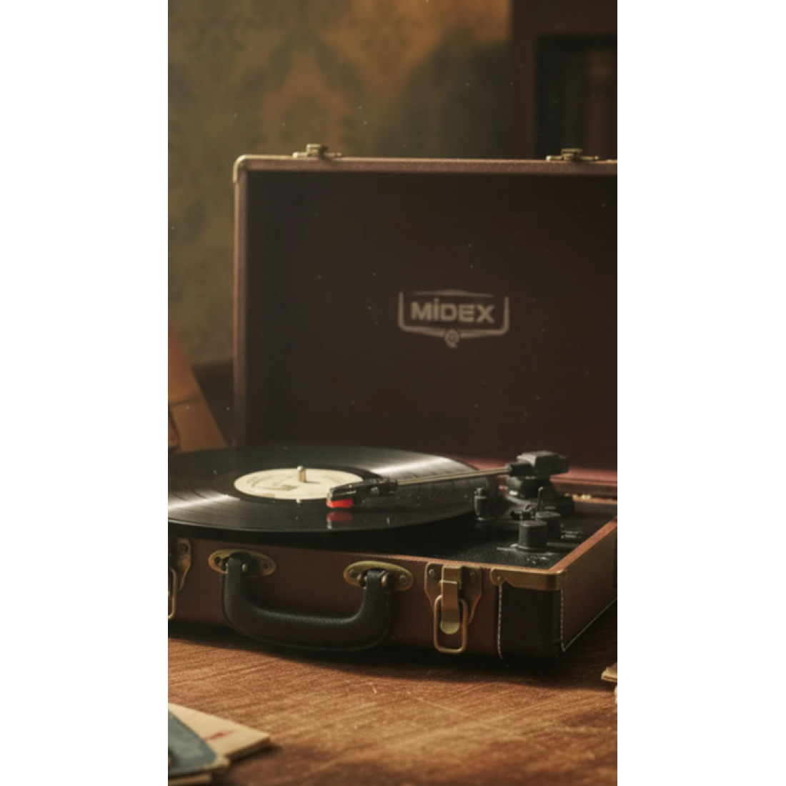 Midex Mtx101BN Nostaljik Retro Pikap Plak Çalar (Şarjlı Bluetooth Aux Hoparlörlü 3 Devir) İğne Dahil