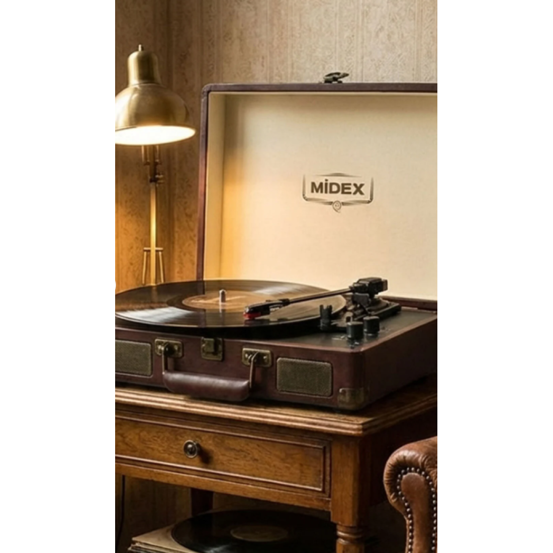 Midex Mtx-101cr Nostaljik Retro Pikap Plak Çalar (ŞARJLI BLUETOOTH AUX HOPARLÖRLÜ 3 DEVİR) I?ğne Dahil