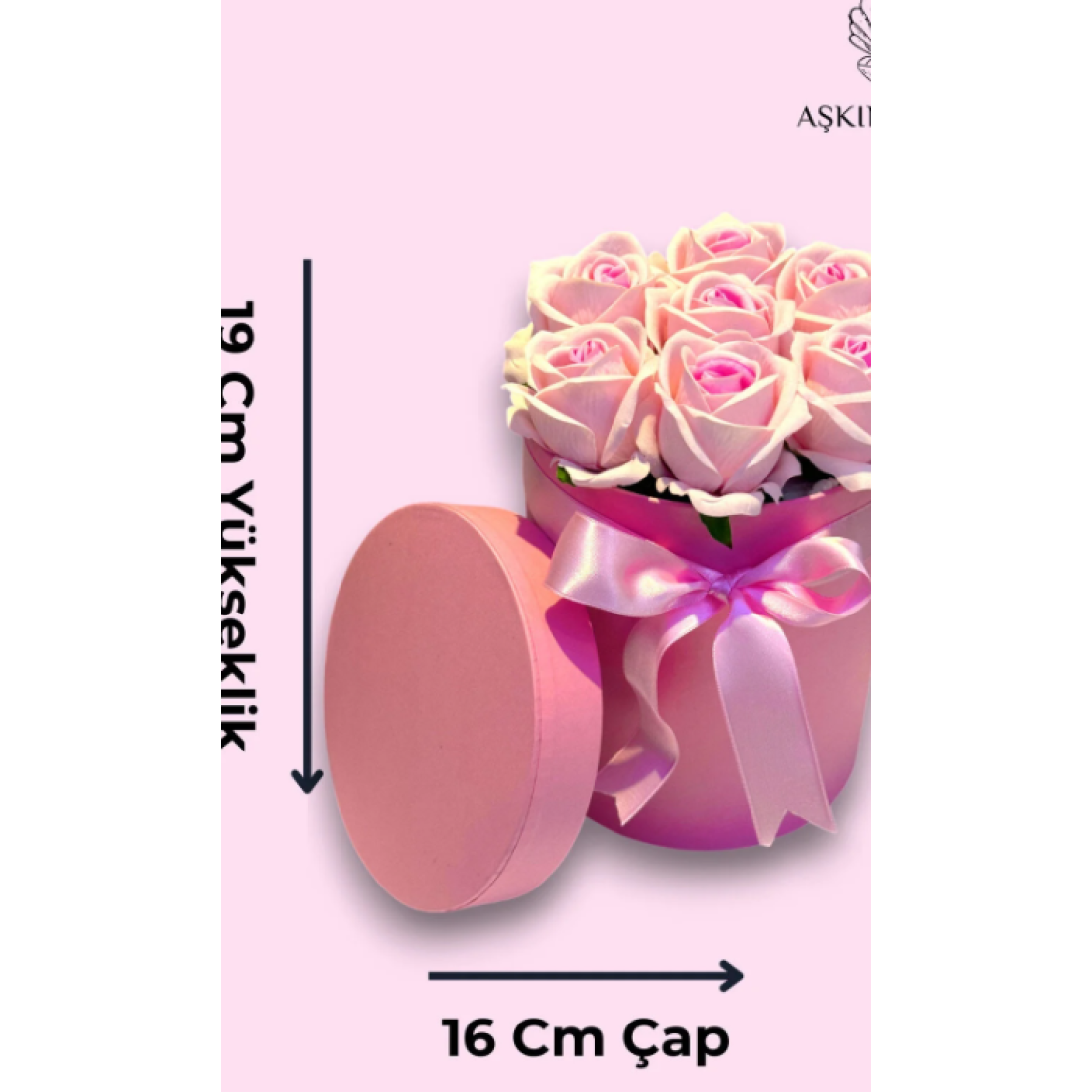 CAPSULE Hediyelik Çiçek Sevgiliye Özel Hediye Gül Kutu Pembe Doğum Günü Sepeti Kız Arkadaşa Sevgili Anneye