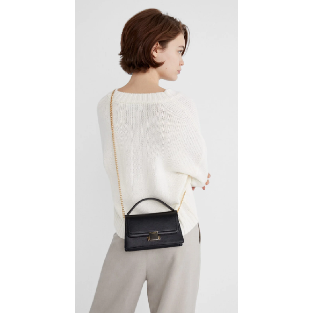 Stradivarius Çift tutma saplı çapraz askılı çanta Siyah