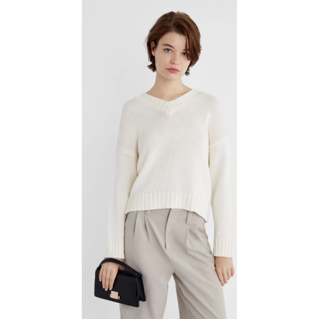 Stradivarius Çift tutma saplı çapraz askılı çanta Siyah