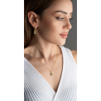 Silvano Jewelry 925 Ayar Gümüş Zümrüt Yeşili Damla Kolye Küpe Seti