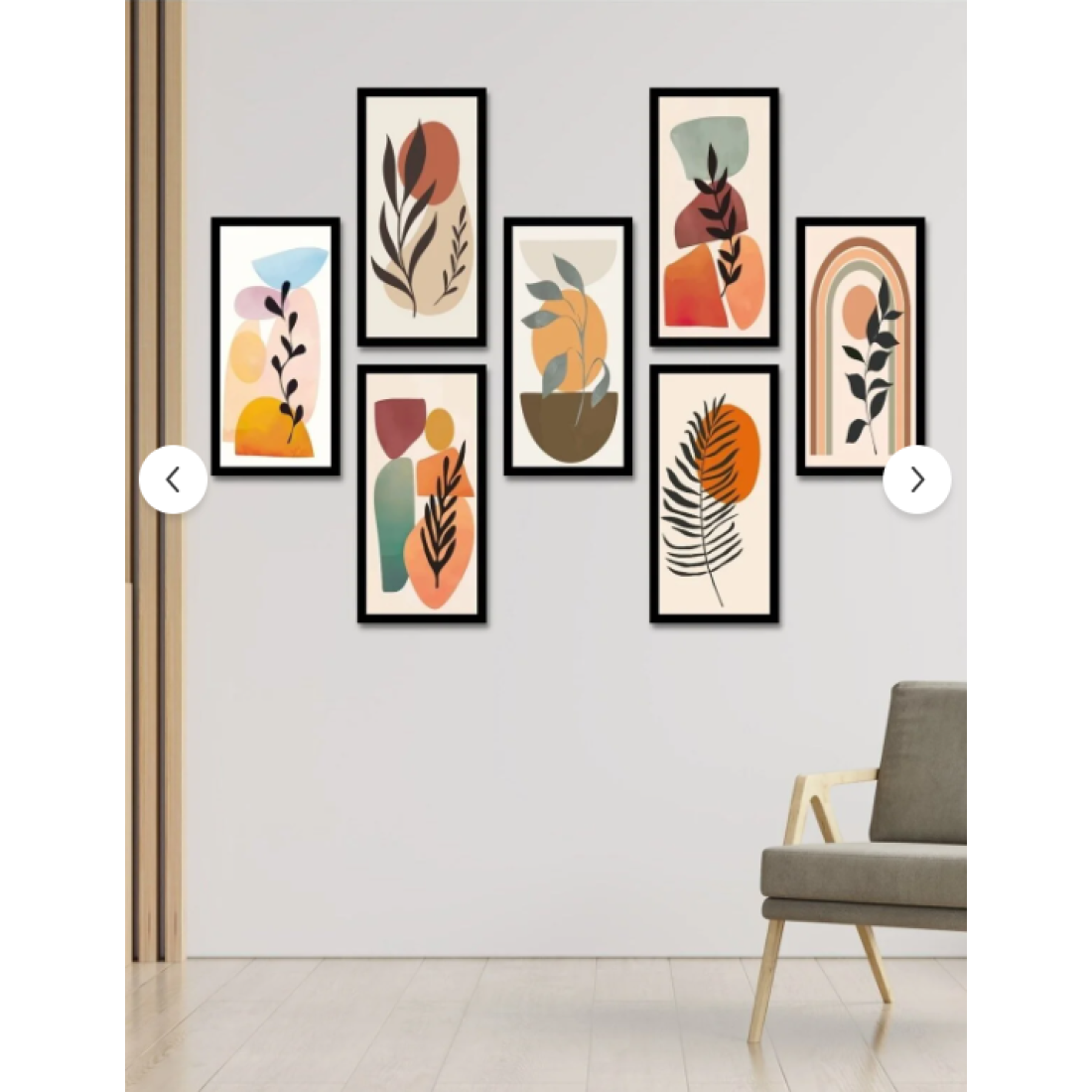 NT Handmade 7 Parça Bohem Yapraklar Duvar Dekoru - Salon Oturma Yatak Odası Mutfak Ofis Antre Için Tablo Set