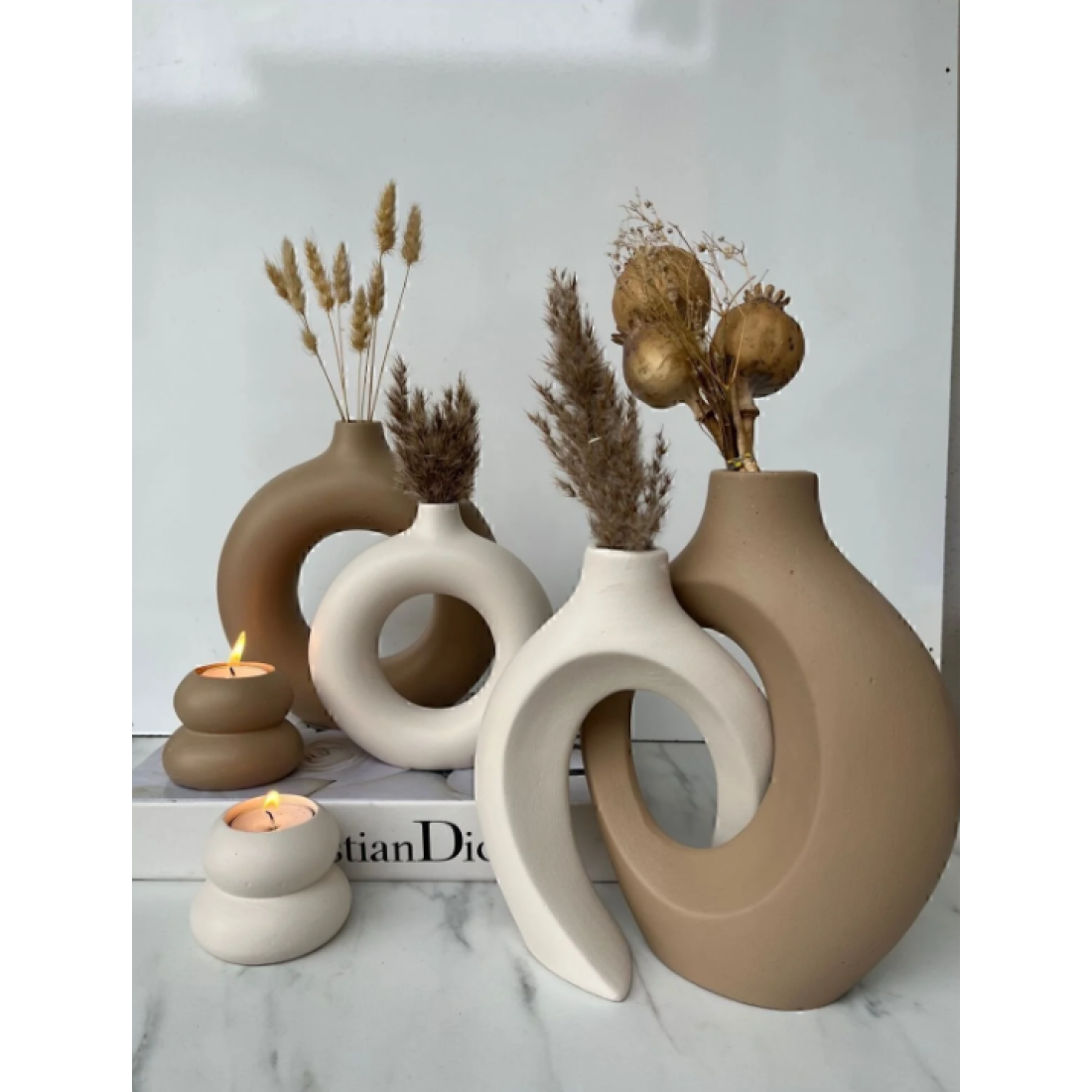 Home ELA-HOME sevgili vazo set dekoratif halka mumluklu set