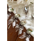 Gami Handmade Melek Ayna Beyaz Çiçekli Magnet Söz, Nişan, Düğün, Nikah, Mevlüt Hediyelik - 20 Adet