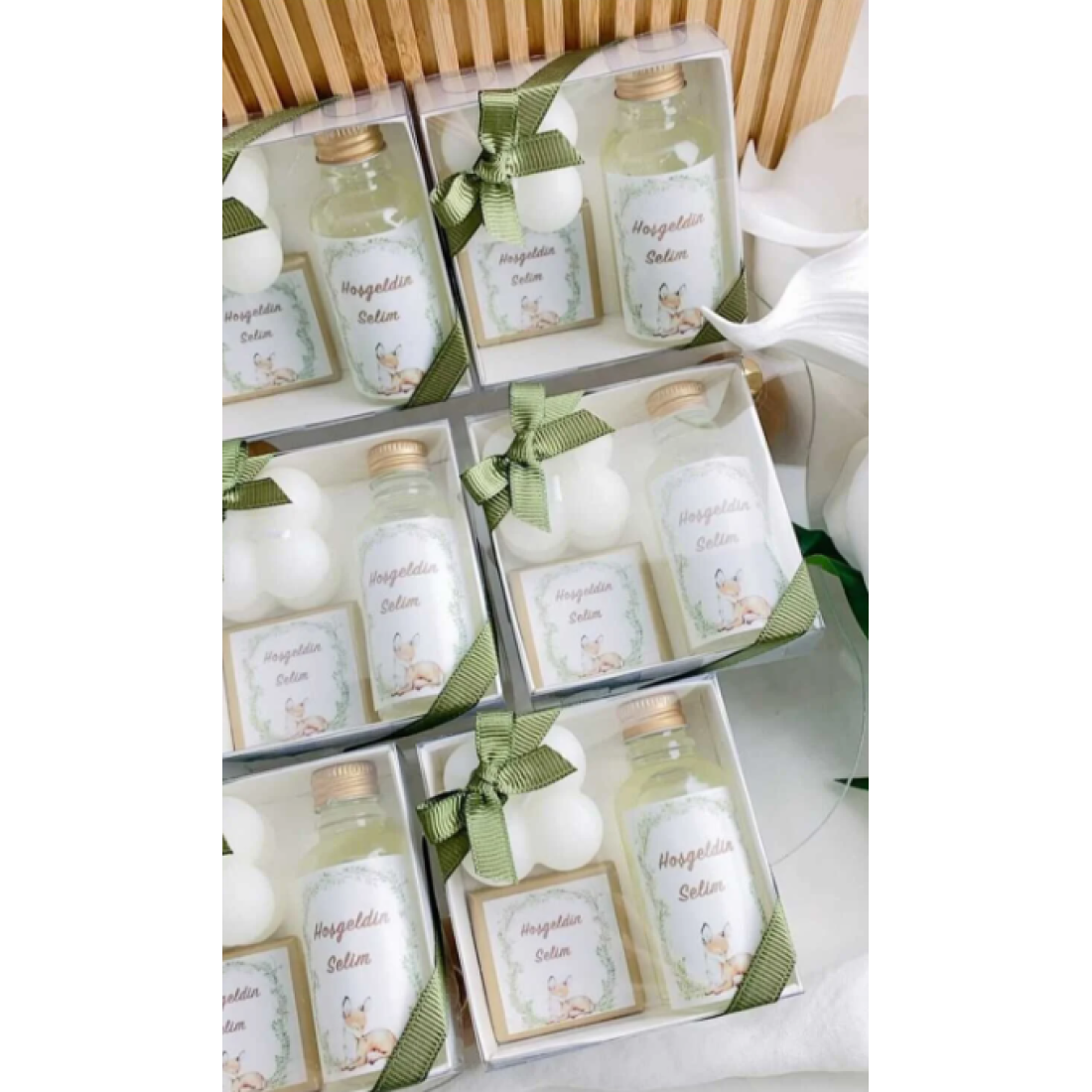 3DLuxeDekor Çikolata Mum Kolonya Hediyelik 10 Adet (BEBEK, SÖZ, NİŞAN, KINA, DÜĞÜN, MEVLİD) Yeşil