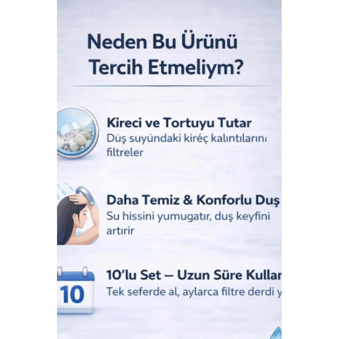 NOY Filtreli Duş Başlığı UYUMLU Yedek Filtresi Kireç Kir Pas Önleyici 10 Adet