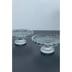 Enavm 2 Li Ayaklı Cam Tabak Sunumluk Servis Tabağı Kase 6*13cm