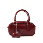 Shaka Kırışık Dokulu Cherry Bordo Shk207 Suni Deri Charm Detaylı Fermuarlı El, Kol ve Omuz Çantası