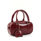Shaka Kırışık Dokulu Cherry Bordo Shk207 Suni Deri Charm Detaylı Fermuarlı El, Kol ve Omuz Çantası