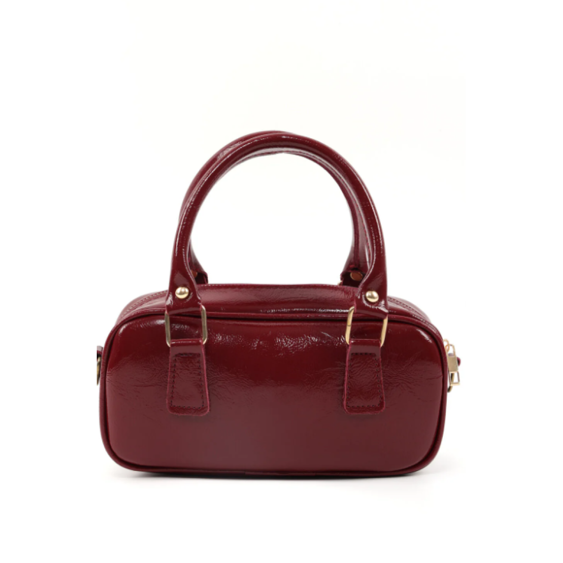Shaka Kırışık Dokulu Cherry Bordo Shk207 Suni Deri Charm Detaylı Fermuarlı El, Kol ve Omuz Çantası
