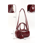 Shaka Kırışık Dokulu Cherry Bordo Shk207 Suni Deri Charm Detaylı Fermuarlı El, Kol ve Omuz Çantası