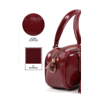 Shaka Kırışık Dokulu Cherry Bordo Shk207 Suni Deri Charm Detaylı Fermuarlı El, Kol ve Omuz Çantası