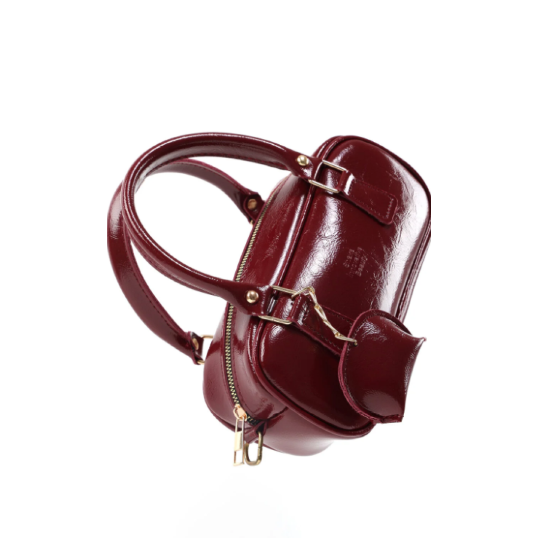 Shaka Kırışık Dokulu Cherry Bordo Shk207 Suni Deri Charm Detaylı Fermuarlı El, Kol ve Omuz Çantası