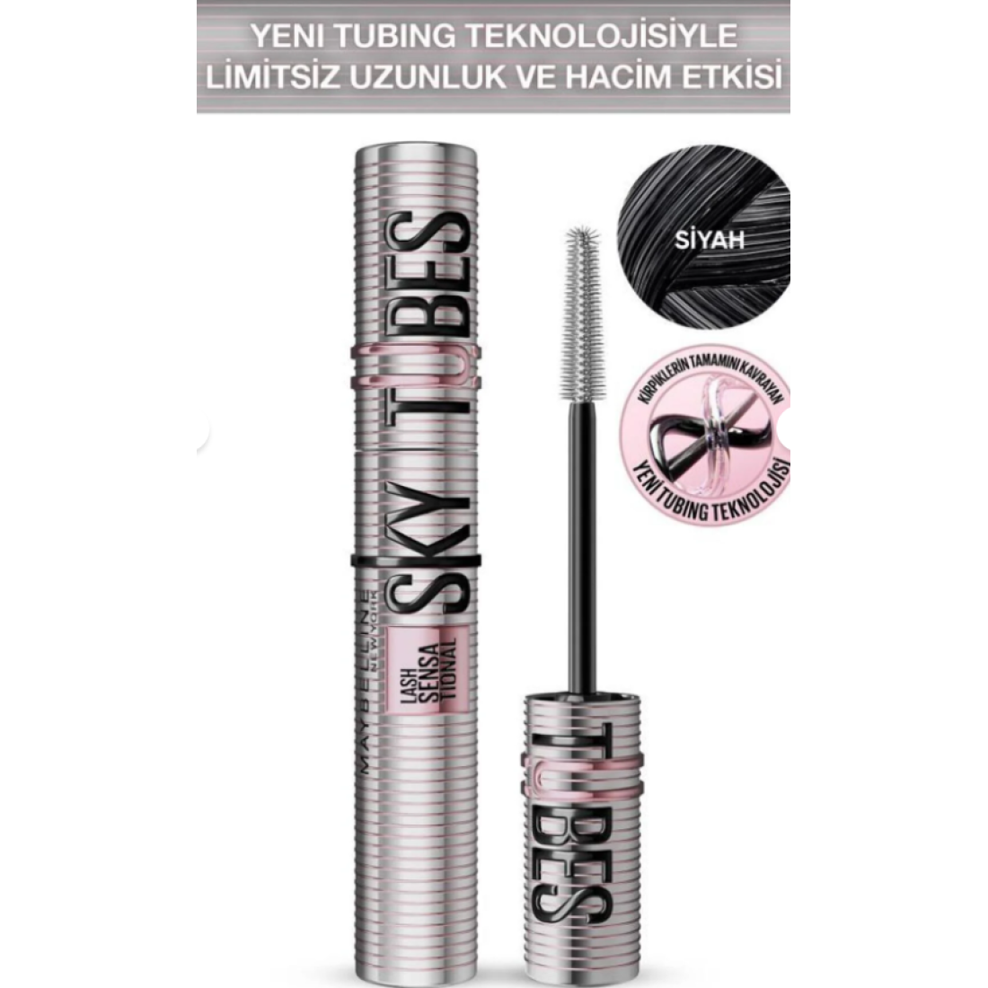 Maybelline New York Lash Sensational Sky Tubes Maskara - Limitsiz Uzunluk ve Hacim Etkisi Veren Tubing Maskara