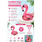 Fidan oyuncak Flamingo Figürlü Simli Çocuk Yüzme Simidi 65 cm – Şişme Havuz & Deniz Simidi - Yaza Özel