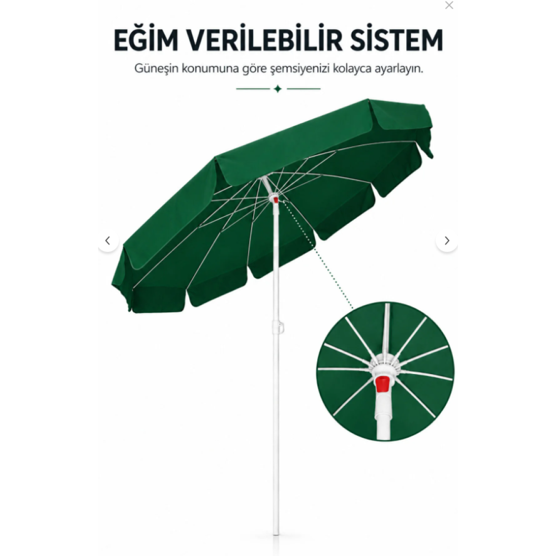 Düvenci Yeşil Plaj Şemsiyesi 200 cm çap /10 telli, Polyester Kumaş - Yaza Özel