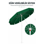 Düvenci Yeşil Plaj Şemsiyesi 200 cm çap /10 telli, Polyester Kumaş - Yaza Özel