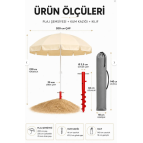 Düvenci Plaj Şemsiyesi + Kazık + Kılıf, Sabit Gölge Paketi - Yaza Özel